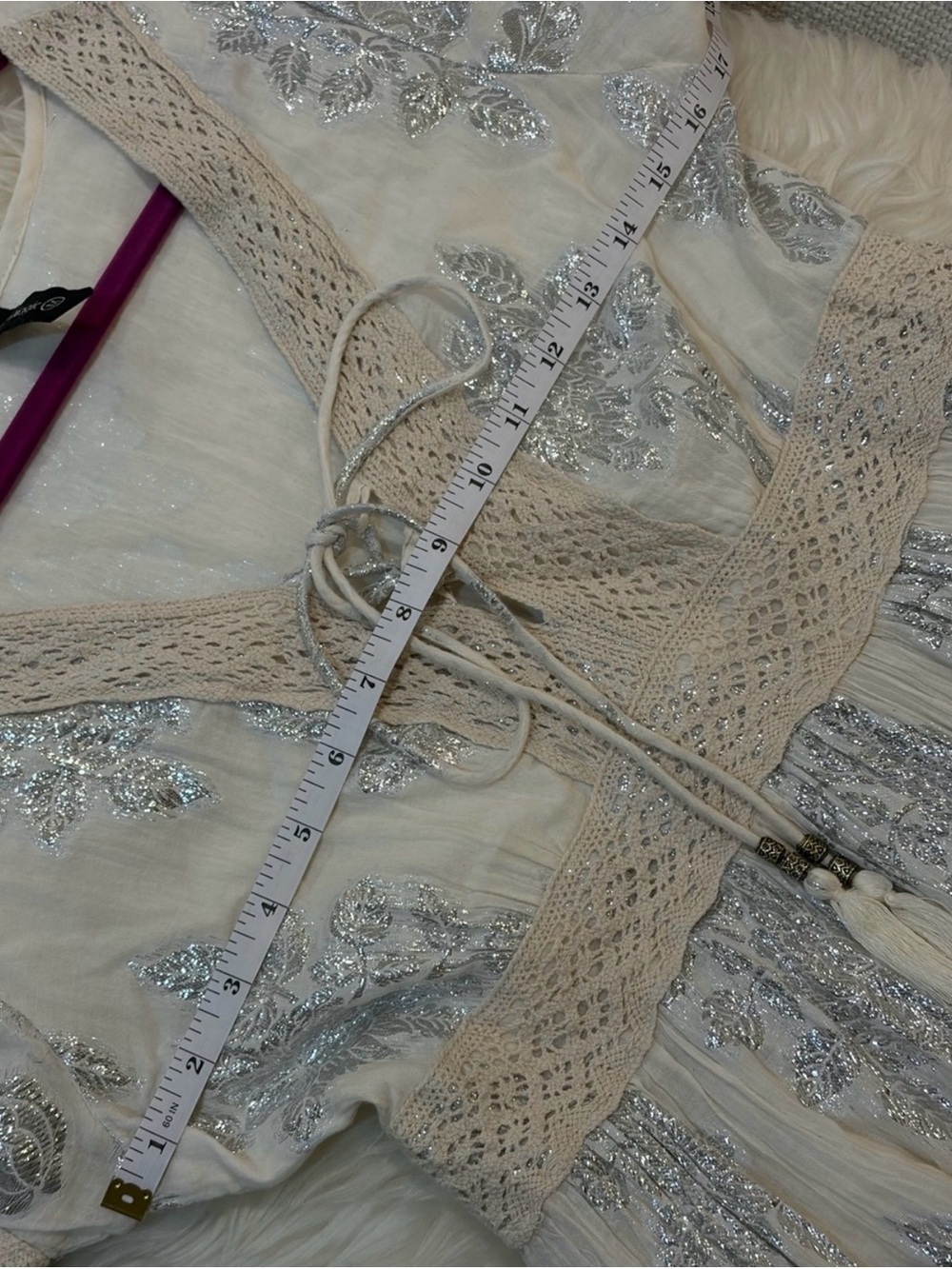 Anthropologie Me 2 Magic Crochet Lace Coastal Boho Maxi Dress Cottagecore M - Picture 3 of 6
